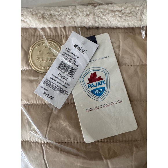 Pajar Tote Bag Quilted Sherpa Trim Travel Carry-On‎ Handbag Beige OS - Picture 3 of 9